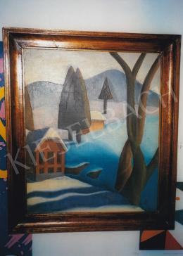 Pittner Olivér - Téli táj, 1930 körül, olaj, vászon, 58x48 cm, Jelezve jobbra lent: PO, Magántulajdon, Fotó: Kieselbach Tamás